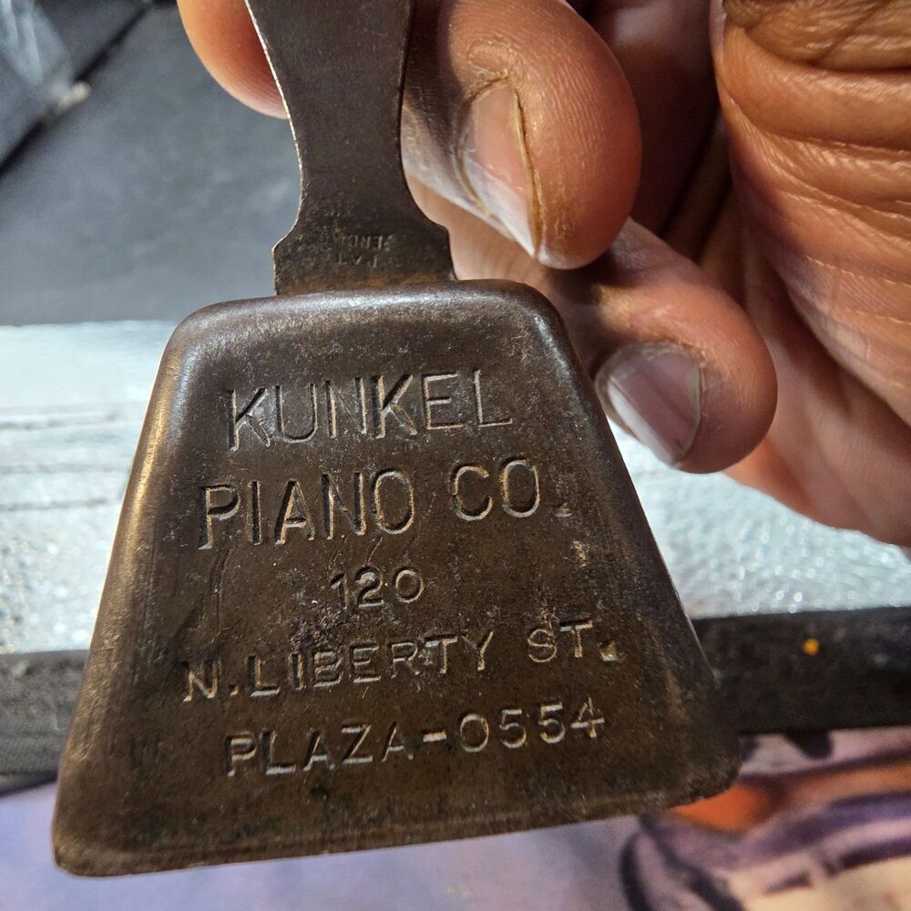 Vintage Kunkel Piano Co Copper Advertising Hand Bell Baltimore Victrola